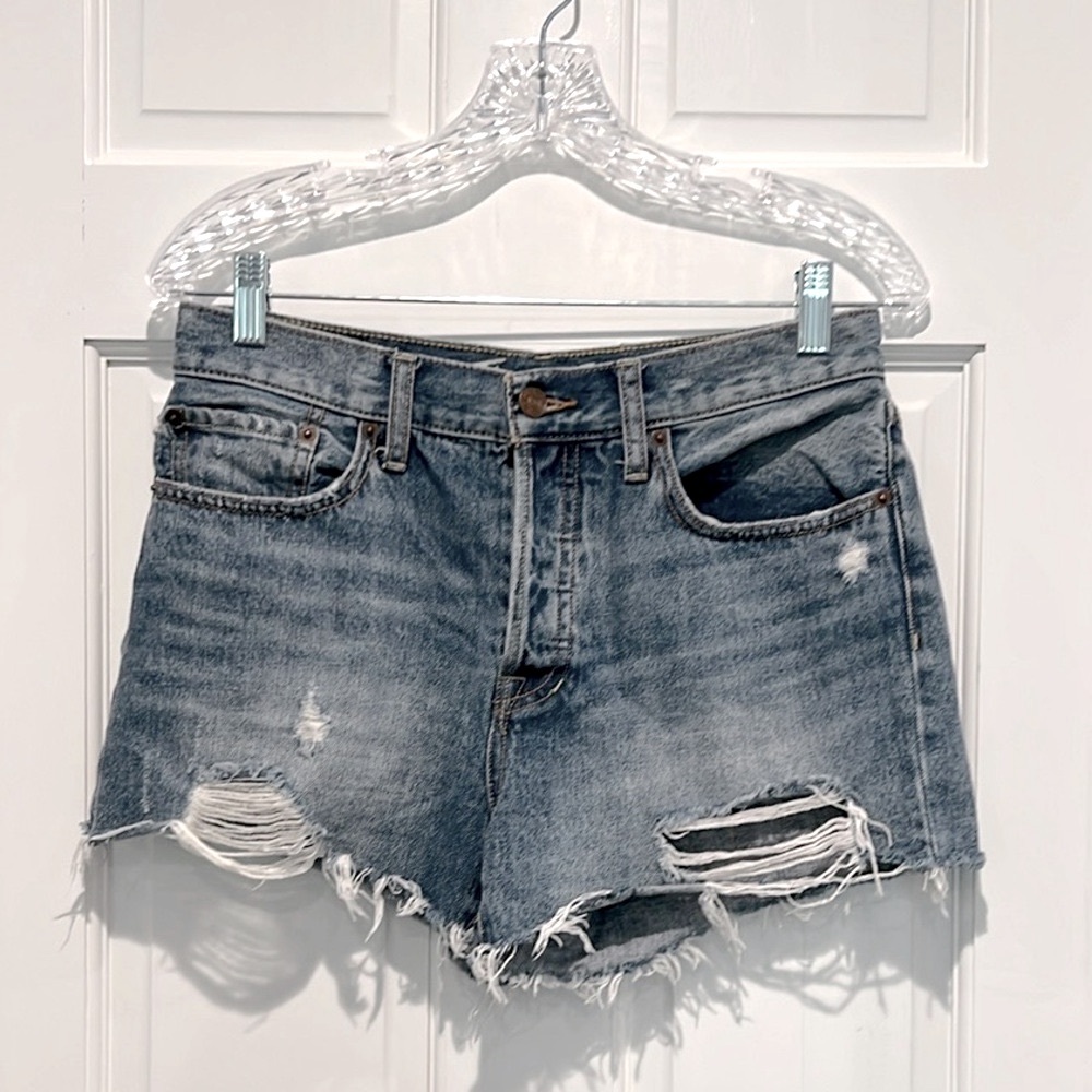 We the Free Denim Shorts Free People Jean Shorts Button Fly Size 28 Mid Rise